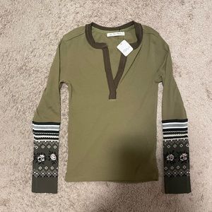 Free people long sleeve green top size small